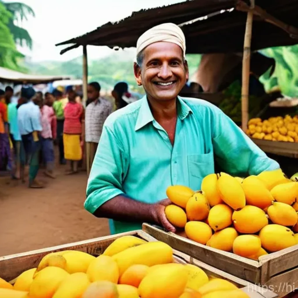 유기농업 연봉 상승 전략 - **Prompt:** A vibrant, sun-drenched scene at a bustling Indian organic farmer's market. A confident,...